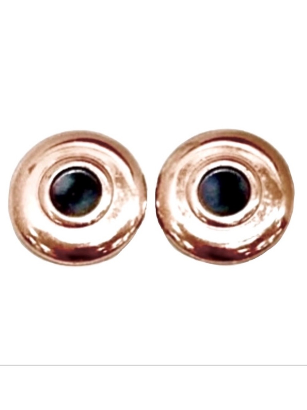 BOGO > Vntg Signed Renoir Copper/Black enamel 1”disc Silver Backed Clip Earrings